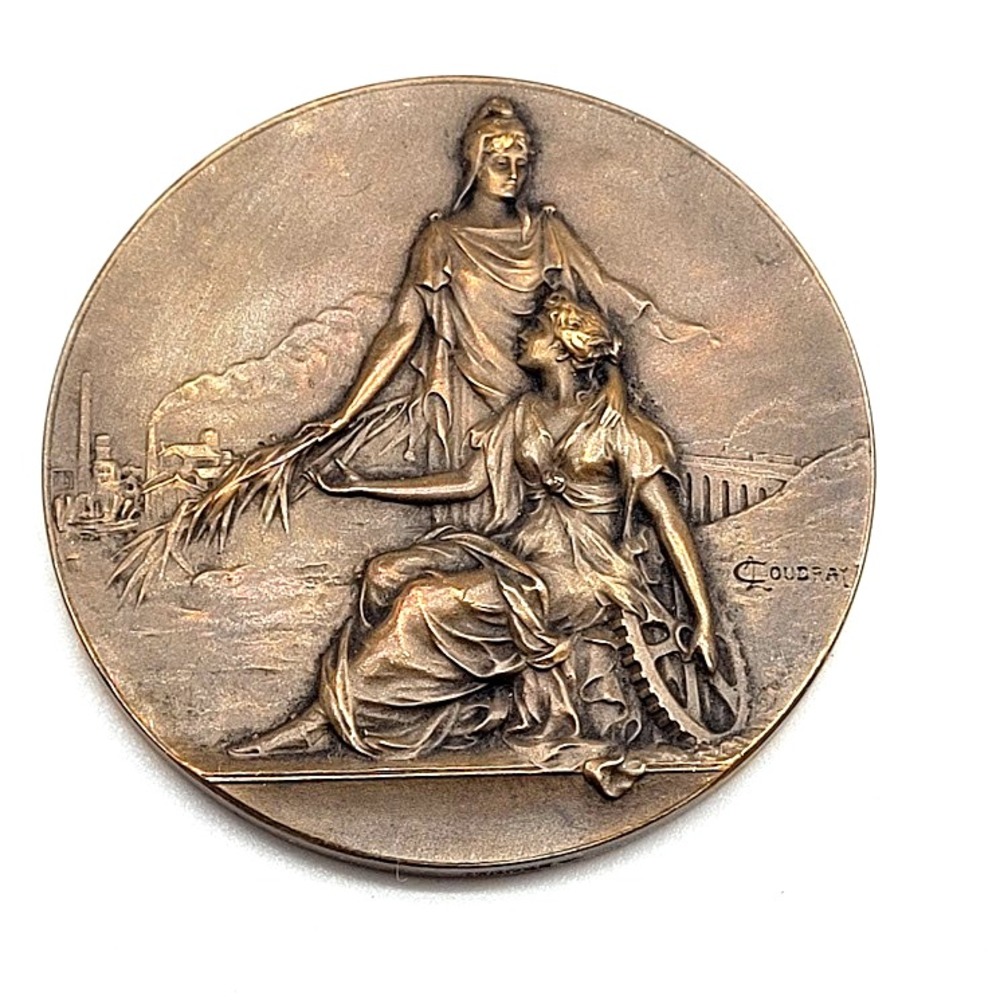 Antique French 1888-1907 Medal Gilt Bronze Ladies Coudray Paris Estate Victorian